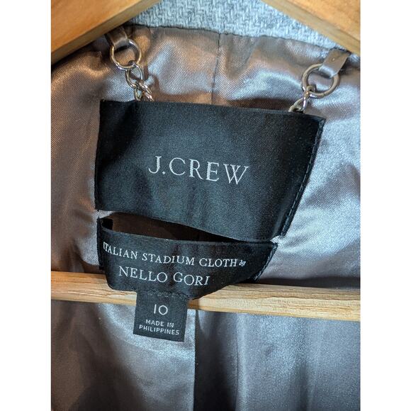 J.Crew Italian Stadium Cloth Wool Coat Gray Funnel Neck Pockets Winter Size 10 - Picture 3 of 10